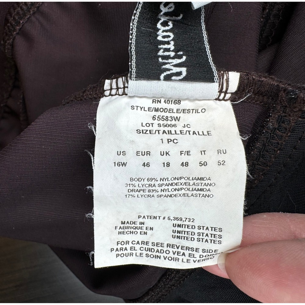 Miraclesuit Estilo Cocoa Brown Twist Front One Piece Swimsuit Slimming Size 16W - Picture 8 of 9
